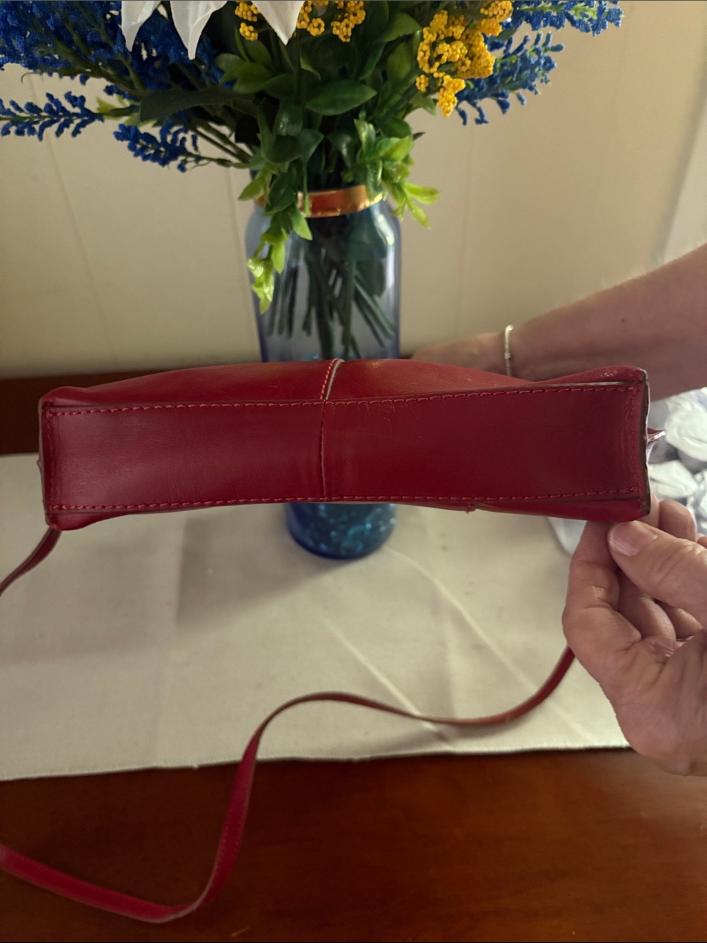 Hobo Red Leather Crossbody Tote — image 3 of 3